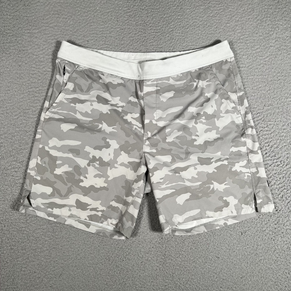 Public Rec Shorts‎ Mens 36 Gray Camo Flex Elastic Waist Drawstring Athletic Gym